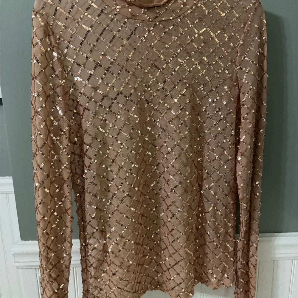 Pilcro by Anthrpologie Shimmering Sequin Blouse - Brown Medium - Picture 2 of 6